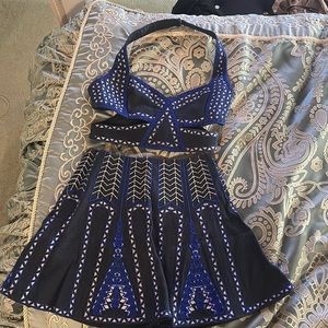 Skirt  and matching top dark blue, royal blue and white. From BCBG maxazria